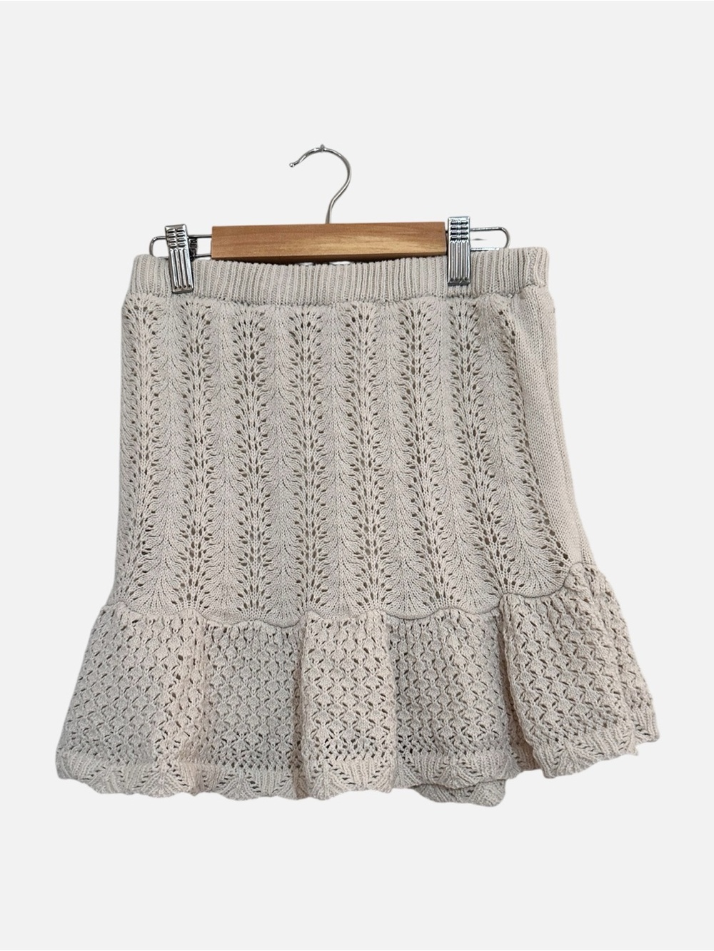 Freshman 1996 Knit Flounce Mini Skirt - Cream
